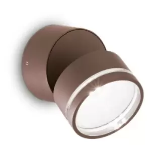 Ideal Lux Omega Round Single Spotlight Coffee IP54 4000K