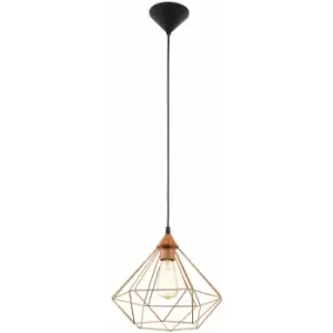 Hanging Ceiling Pendant Light Copper Wire Cage 1x E27 Hallway Feature Lamp