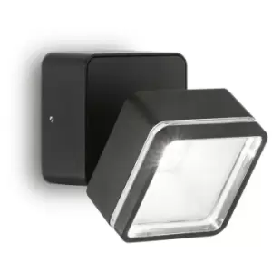 Ideal Lux Omega Square Single Spotlight Black IP54 4000K