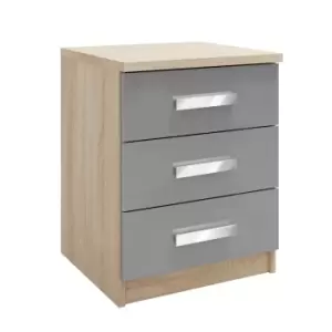 Genoa 3 Drawer Bedside Grey