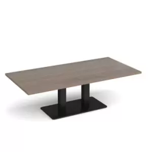 Eros rectangular coffee table with flat Black rectangular base and twin uprights 1600mm x 800mm - barcelona walnut