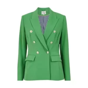 Yumi Green Blazer With Contrast Stripe - Green