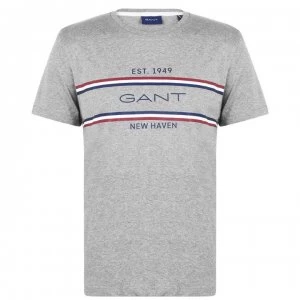 Gant Stripe Short Sleeve T Shirt - Grey 093