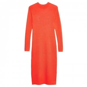 Jack Wills Falstone Long Sleeve Midi Dress - Bright Red