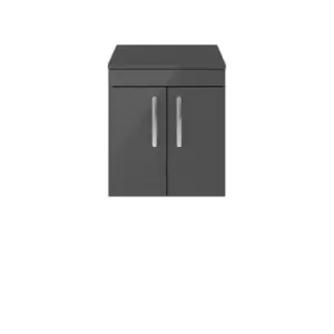 Nuie Athena 500 Wall Hung 2-door Vanity & Worktop - Gloss Grey