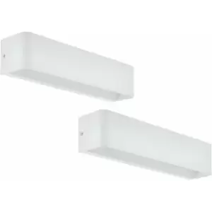 Loops - 2 pack Wall Light Colour White Oblong Box Shape Snug Fitting LED 12W Included