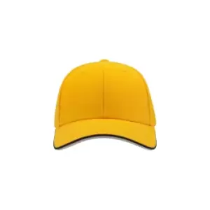 Atlantis Pilot Piping Sandwich Premium Brush Cotton 6 Panel Cap (One Size) (Yellow)