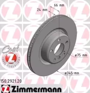 ZIMMERMANN Brake disc Internally Vented 150.2921.20 Brake rotor,Brake discs BMW,1 Schragheck (F20),3 Touring (F31),3 Limousine (F30, F80),3 GT (F34)