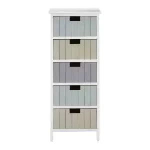 Interiors By PH 5 Drawer Chest Assorted Colour Drawers White Frame