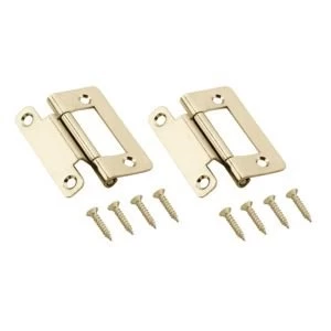 Brass Effect Metal Cranked Flush Hinge Pack of 2