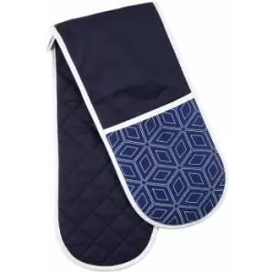 Premier Housewares - Modern Retro White / Blue Single Oven Glove