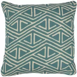 Furn Nomi Geometric Mono Print Cushion Cover, Teal, 45 x 45 Cm