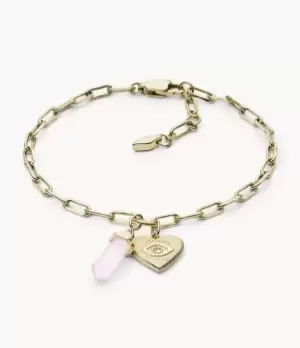 Fossil Women Power Of Crystals Rose Pink Stainless Steel Chain Bracelet