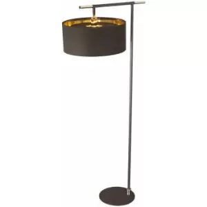 Floor Lamp Shade Gold Metallic LIning Brown Highly Polished Brass LED E27 60W