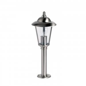 Outdoor Bollard Light Polished Stainless Steel, Clear Polycarbonate IP44, E27