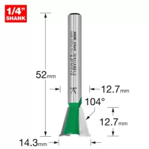 Trend CRAFTPRO Dovetail Jig Router Cutter 14.3mm 12.7mm 1/4"