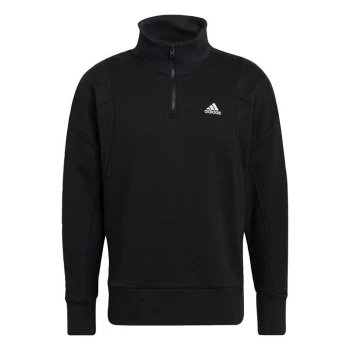 adidas Studio Lounge Fleece Half-Zip Sweatshirt Mens - Black