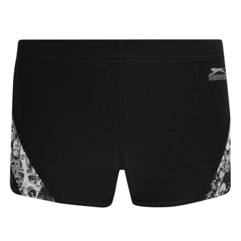 Slazenger Curve Panel Boxer Swim Shorts Junior Boys - Black/Grey