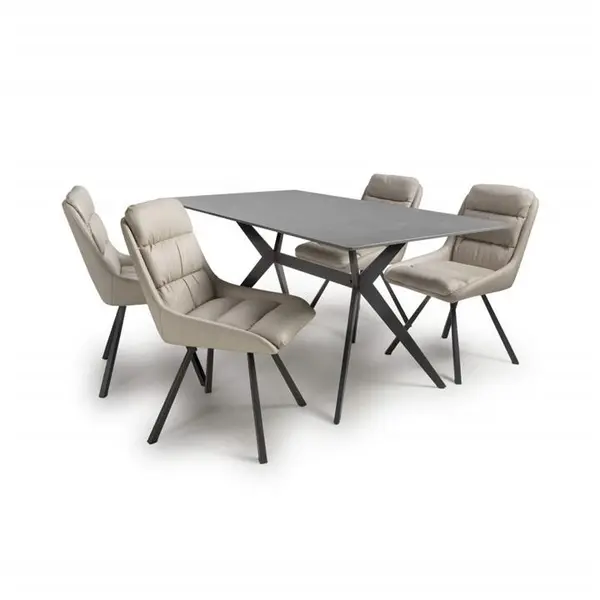 Shankar Timor 1.6m Grey & 4 Arnhem Cream Dining Set - Grey 9016075