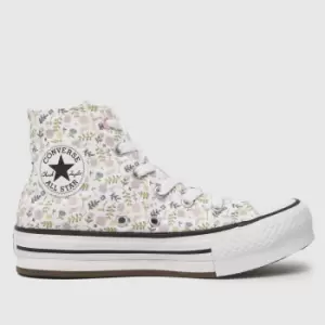 Converse White All Star Hi Eva Lift Girls Junior Trainers