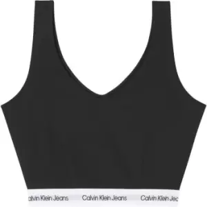 Calvin Klein Jeans Contrast Tape Milano Crop Top - Black