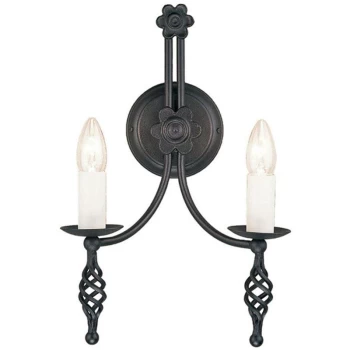 Belfry - 2 Light Indoor Candle Wall Light Black, E14 - Elstead