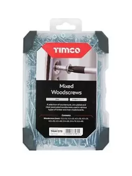 Timco Countersunk Silver Woodscrews Mixed Tray - 355Pcs