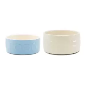 Scruffs 2pc Bowl Set Blue / Cream - 19/20cm