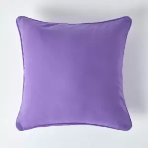 HOMESCAPES Cotton Plain Purple Cushion Cover, 45 x 45cm - Purple