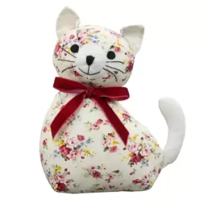 Floral Cat Novelty Door Stop Multicolour