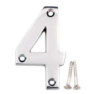 Chrome Effect Brass House Number 4