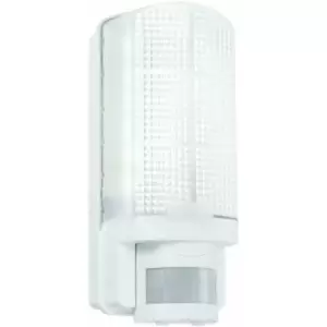 Loops - white IP44 Outdoor Wall Bulkhead Light & 10m pir Motion Sensor 6W Daylight led