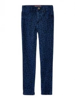 Joules Girls Elva Leopard Print Jeggings - Blue, Size Age: 6 Years, Women