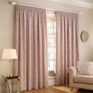 Olivia Lattice Embroidered Pencil Pleat Curtains Blush, Blush / 229 x 137cm