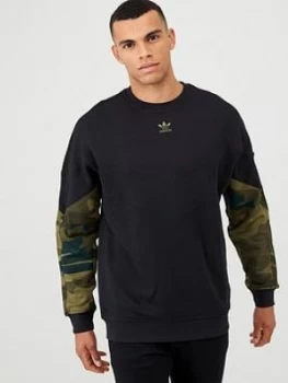 adidas Originals Camo Crew Neck Sweat - Black, Size XL, Men