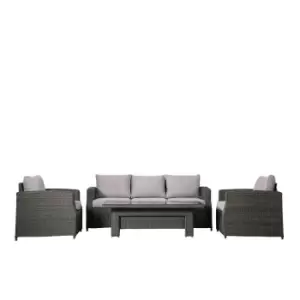 Crossland Grove Louis 3 Seater Sofa Dining Set With Rising Table - Grey