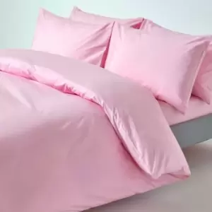 Pink Egyptian Cotton Duvet Cover Set 200 Thread Count, King - Pink - Pink - Homescapes