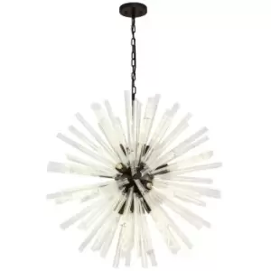 Luminosa 16 Light E27, Round Pendant Brown Oxide , Clear Glass