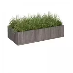 Flux modular storage double wooden planter box with plants - grey oak