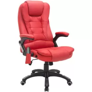 HOMCOM Heated Vibrating Massage Office Chair with Reclining Function, Red - Red