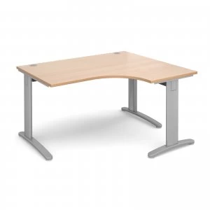 TR10 Deluxe Right Hand Ergonomic Desk 1400mm - Silver Frame Beech Top