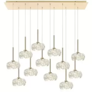 Luminosa Beluga 12 Light G9 2m Linear Ceiling Pendant With French Gold And Crystal Shade