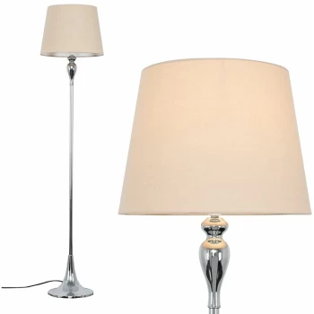 Faulkner Spindle Floor Lamp in Chrome with Aspen Shade - Beige