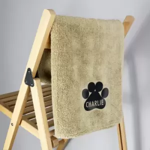 Personalised Paw Print Microfibre Pet Towel Cream