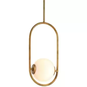 Everley 1 Light Pendant Vintage Brass, Glass