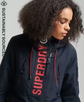 Superdry Womens Hooded Ultimate SD-Windbreaker Navy / Nordic Chrome Navy/Risk Red - Size: 8