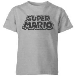 Nintendo Super Mario Distressed Logo Kid's T-Shirt - Grey - 7-8 Years