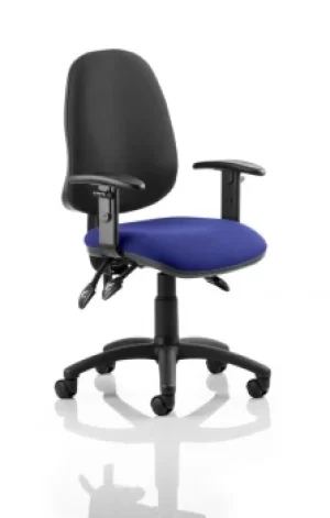 Eclipse III Lever Task Operator Chair Black Back Bespoke Seat With Height Adjustable Arms In Admiral Blue