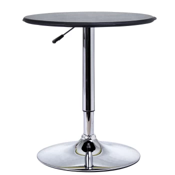 HOMCOM Adjustable Round Bistro Bar Table with PVC Leather Top Steel Base Home Kitchen Dining Desk Black AOSOM UK