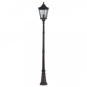 3 Light Large Outdoor Post Lantern Black IP44, E14